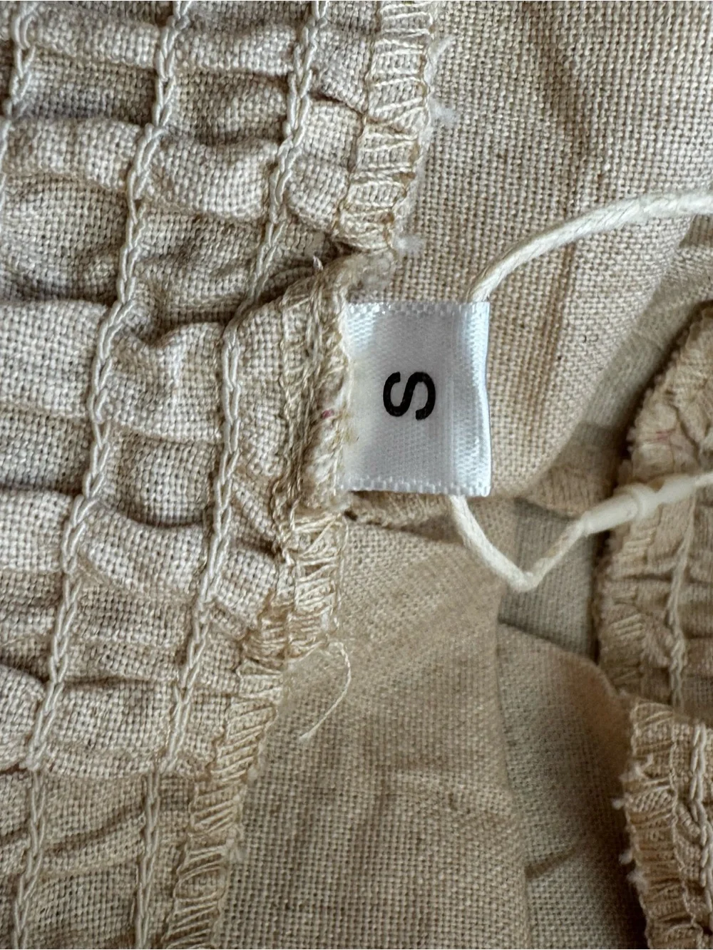 Barrel-Leg Smocked Elastic Waist Pants in Khaki
